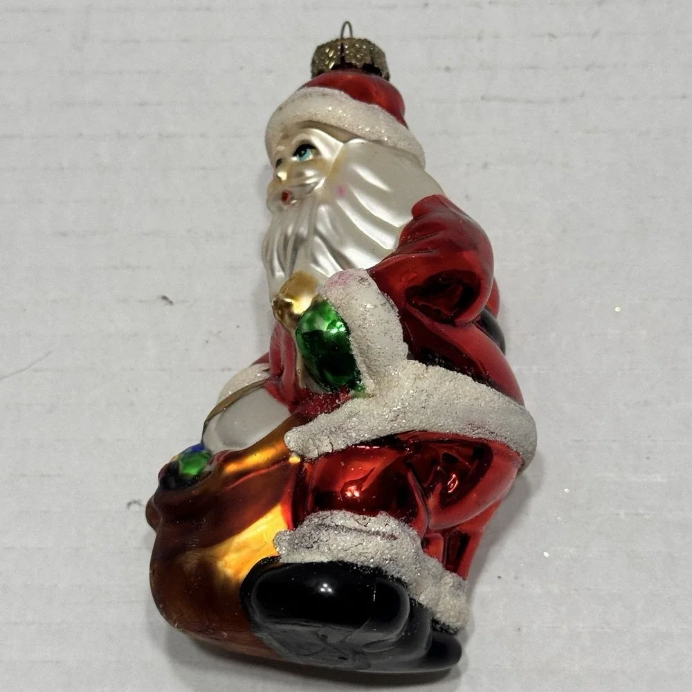 Vintage Figural Glass Santa Claus Christmas Ornament 4.5